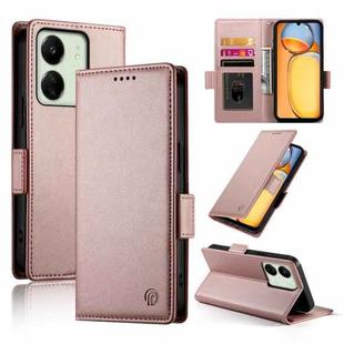 For Xiaomi Redmi 13C 4G / Redmi 13R Side Buckle Magnetic Frosted Leather Phone Case(Rose Gold)