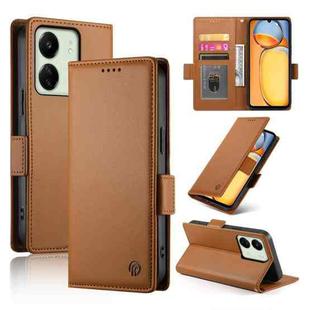 For Xiaomi Redmi 13C 4G / Redmi 13R Side Buckle Magnetic Frosted Leather Phone Case(Brown)