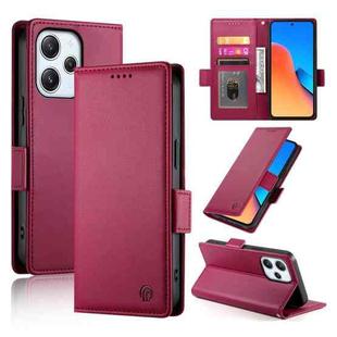 For Xiaomi Redmi 12 4G/5G / Note 12R Side Buckle Magnetic Frosted Leather Phone Case(Wine Red)