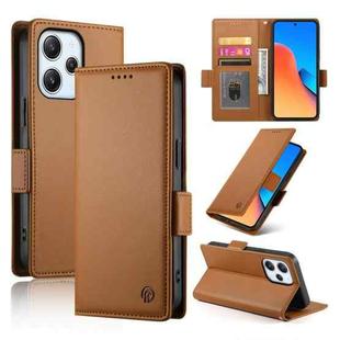 For Xiaomi Redmi 12 4G/5G / Note 12R Side Buckle Magnetic Frosted Leather Phone Case(Brown)