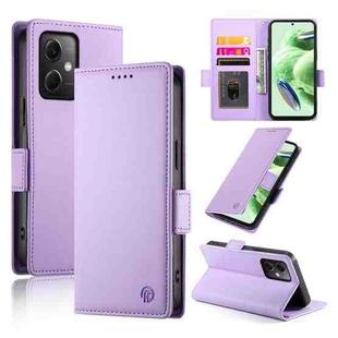 For Xiaomi Redmi Note 12 Global India Side Buckle Magnetic Frosted Leather Phone Case(Purple)