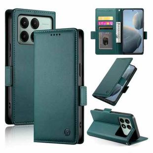 For Xiaomi Poco X6 Pro 5G Global Side Buckle Magnetic Frosted Leather Phone Case(Dark Green)