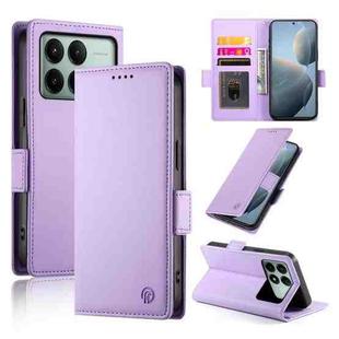 For Xiaomi Poco X6 Pro 5G Global Side Buckle Magnetic Frosted Leather Phone Case(Purple)