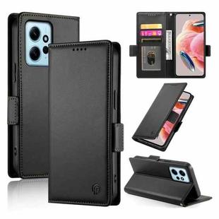 For Xiaomi Redmi Note 12 4G Global Side Buckle Magnetic Frosted Leather Phone Case(Black)