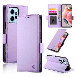 For Xiaomi Redmi Note 12 4G Global Side Buckle Magnetic Frosted Leather Phone Case(Purple)