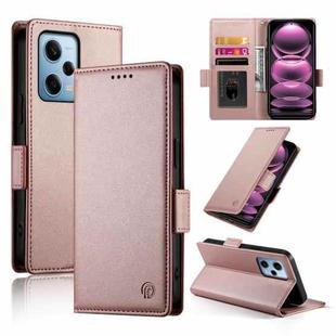 For Xiaomi Redmi Note 12 Pro Speed Side Buckle Magnetic Frosted Leather Phone Case(Rose Gold)