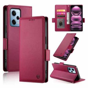 For Xiaomi Redmi Note 12 Pro Speed Side Buckle Magnetic Frosted Leather Phone Case(Wine Red)