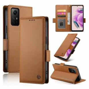 For Xiaomi Redmi Note 12S 4G Side Buckle Magnetic Frosted Leather Phone Case(Brown)