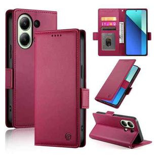 For Xiaomi Redmi Note 13 4G Side Buckle Magnetic Frosted Leather Phone Case(Wine Red)