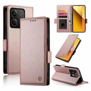 For Xiaomi Redmi Note 13 5G Side Buckle Magnetic Frosted Leather Phone Case(Rose Gold)