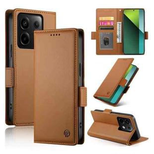 For Xiaomi Redmi Note 13 Pro 5G Side Buckle Magnetic Frosted Leather Phone Case(Brown)