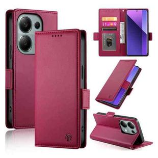 For Xiaomi Redmi Note 13 Pro+ Side Buckle Magnetic Frosted Leather Phone Case(Wine Red)