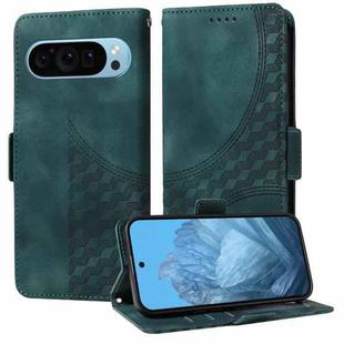 For Google Pixel 9 / 9 Pro Embossed Rhombus Starry Leather Phone Case(Green)