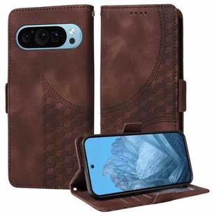 For Google Pixel 9 / 9 Pro Embossed Rhombus Starry Leather Phone Case(Brown)