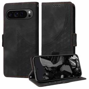 For Google Pixel 9 Pro XL Embossed Rhombus Starry Leather Phone Case(Black)