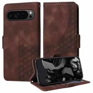 For Google Pixel 9 Pro XL Embossed Rhombus Starry Leather Phone Case(Brown)