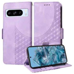 For Google Pixel 8 Pro Embossed Rhombus Starry Leather Phone Case(Purple)