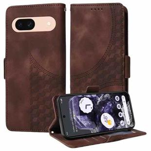 For Google Pixel 8a Embossed Rhombus Starry Leather Phone Case(Brown)