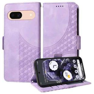 For Google Pixel 8a Embossed Rhombus Starry Leather Phone Case(Purple)