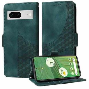 For Google Pixel 7 Embossed Rhombus Starry Leather Phone Case(Green)