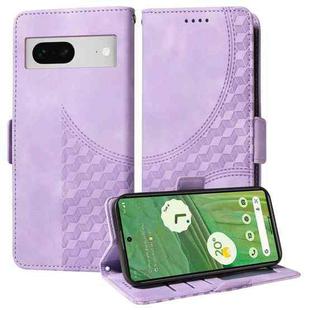 For Google Pixel 7 Embossed Rhombus Starry Leather Phone Case(Purple)