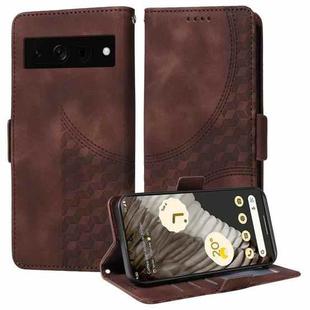 For Google Pixel 7 Pro Embossed Rhombus Starry Leather Phone Case(Brown)