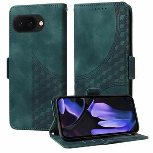 For Google Pixel 9a Embossed Rhombus Starry Leather Phone Case(Green)