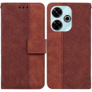For Xiaomi Redmi 13 4G Geometric Embossed Leather Phone Case(Brown)