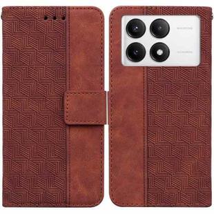 For Xiaomi Redmi K70 Pro / K70 Geometric Embossed Leather Phone Case(Brown)