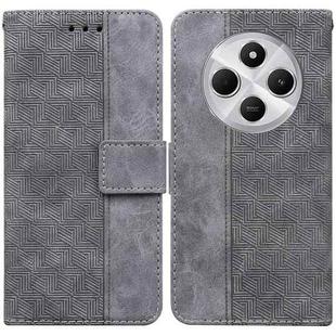 For Redmi 14C 4G Geometric Embossed Leather Phone Case(Grey)