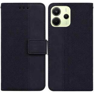For Redmi Note 14 4G 163.25mm Geometric Embossed Leather Phone Case(Black)