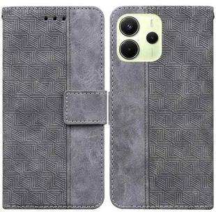 For Redmi Note 14 4G 164.84mm Geometric Embossed Leather Phone Case(Grey)