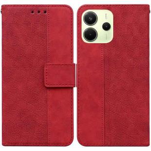 For Redmi Note 14 4G 164.84mm Geometric Embossed Leather Phone Case(Red)