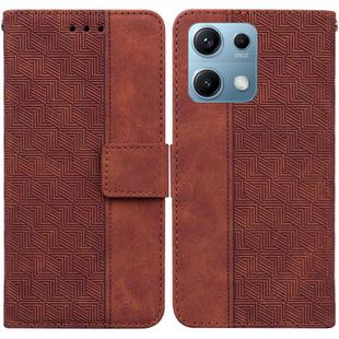 For Redmi Note 14S 4G Geometric Embossed Leather Phone Case(Brown)
