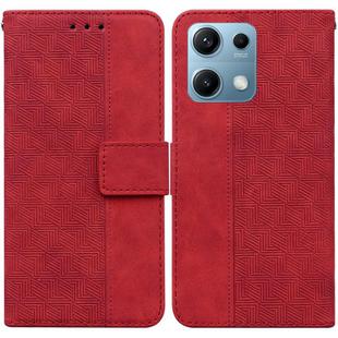 For Redmi Note 14S 4G Geometric Embossed Leather Phone Case(Red)