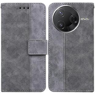 For Redmi K80 / K80 Pro / Xiaomi Poco F7 Pro Geometric Embossed Leather Phone Case(Grey)
