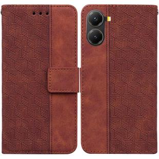 For Redmi Turbo 4 / Xiaomi Poco X7 Pro Geometric Embossed Leather Phone Case(Brown)