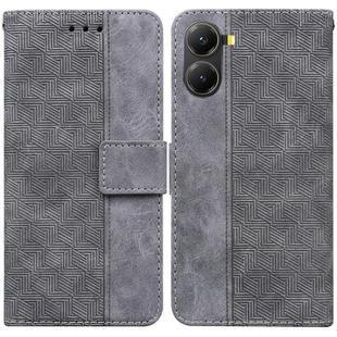 For Redmi Turbo 4 / Xiaomi Poco X7 Pro Geometric Embossed Leather Phone Case(Grey)