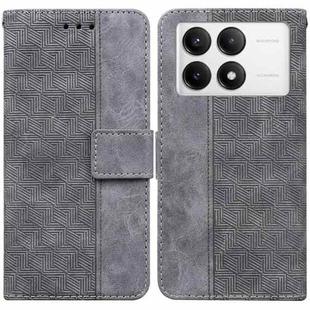 For Xiaomi Poco F6 Pro Geometric Embossed Leather Phone Case(Grey)