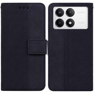 For Xiaomi Poco F6 Pro Geometric Embossed Leather Phone Case(Black)