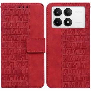 For Xiaomi Poco F6 Pro Geometric Embossed Leather Phone Case(Red)