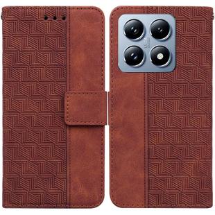 For Xiaomi 14T Pro Geometric Embossed Leather Phone Case(Brown)