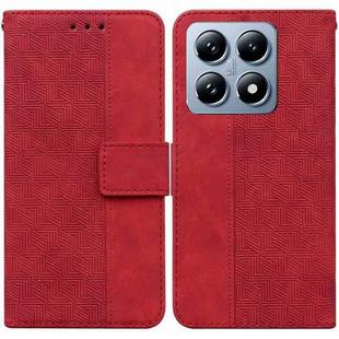 For Xiaomi 14T Pro Geometric Embossed Leather Phone Case(Red)