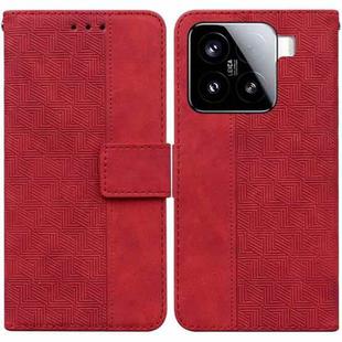 For Xiaomi 15 Geometric Embossed Leather Phone Case(Red)