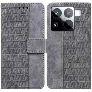 For Xiaomi 15 Pro Geometric Embossed Leather Phone Case(Grey)