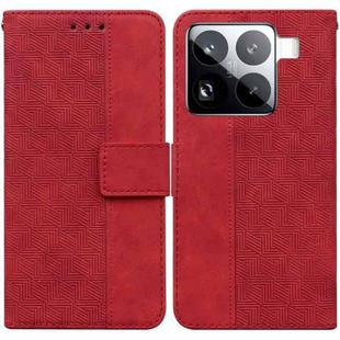 For Xiaomi 15 Pro Geometric Embossed Leather Phone Case(Red)