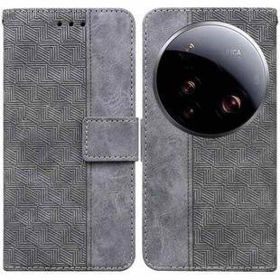 For Xiaomi 15 Ultra Geometric Embossed Leather Phone Case(Grey)
