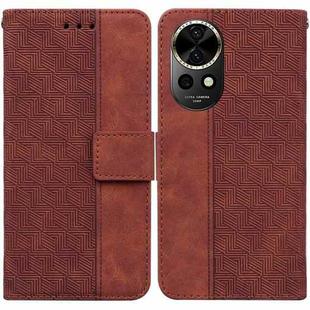 For Huawei nova 12 Geometric Embossed Leather Phone Case(Brown)