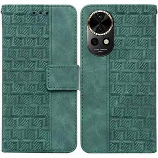 For Huawei nova 12 Geometric Embossed Leather Phone Case(Green)