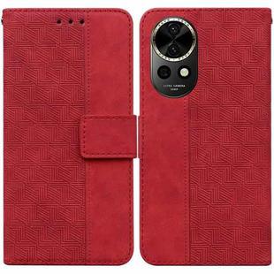 For Huawei nova 12 Geometric Embossed Leather Phone Case(Red)